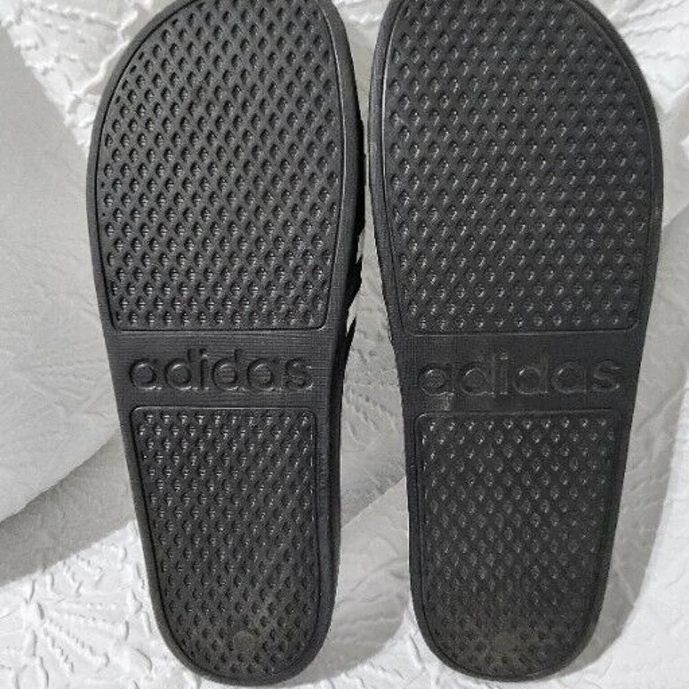 Adidas Adilette Slide Sandals Men 13 Black White Striped Athletic Casual Shoes